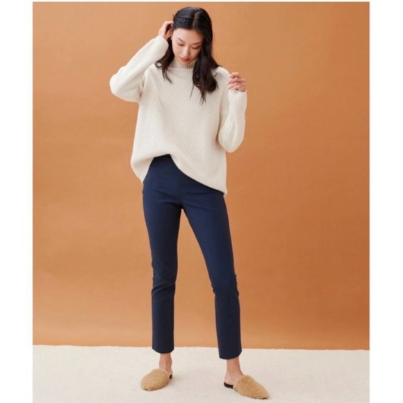 Jenni Kayne Slim Ankle Trouser Pants Navy Side Zip Size 8 - Picture 2 of 14